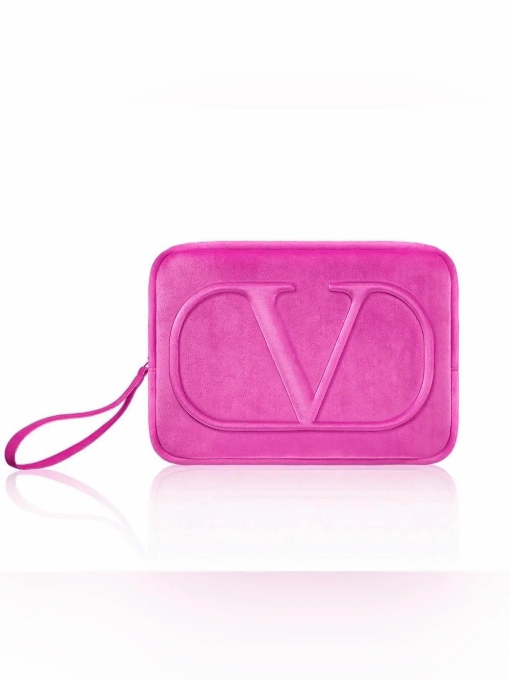 Valentino Pink Velvet Wristlet/Cosmetic Bag